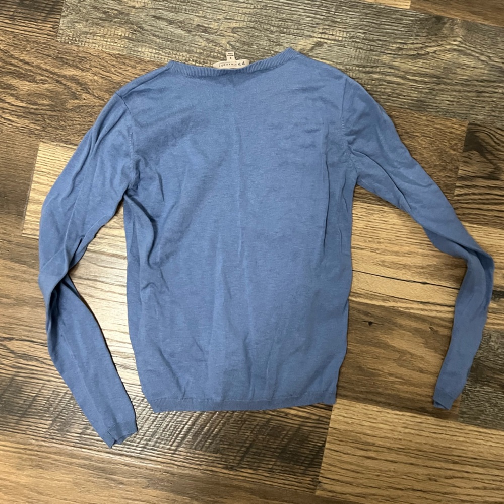 Philosophy Blue Fitted Crew Neck T-shirt Sweater